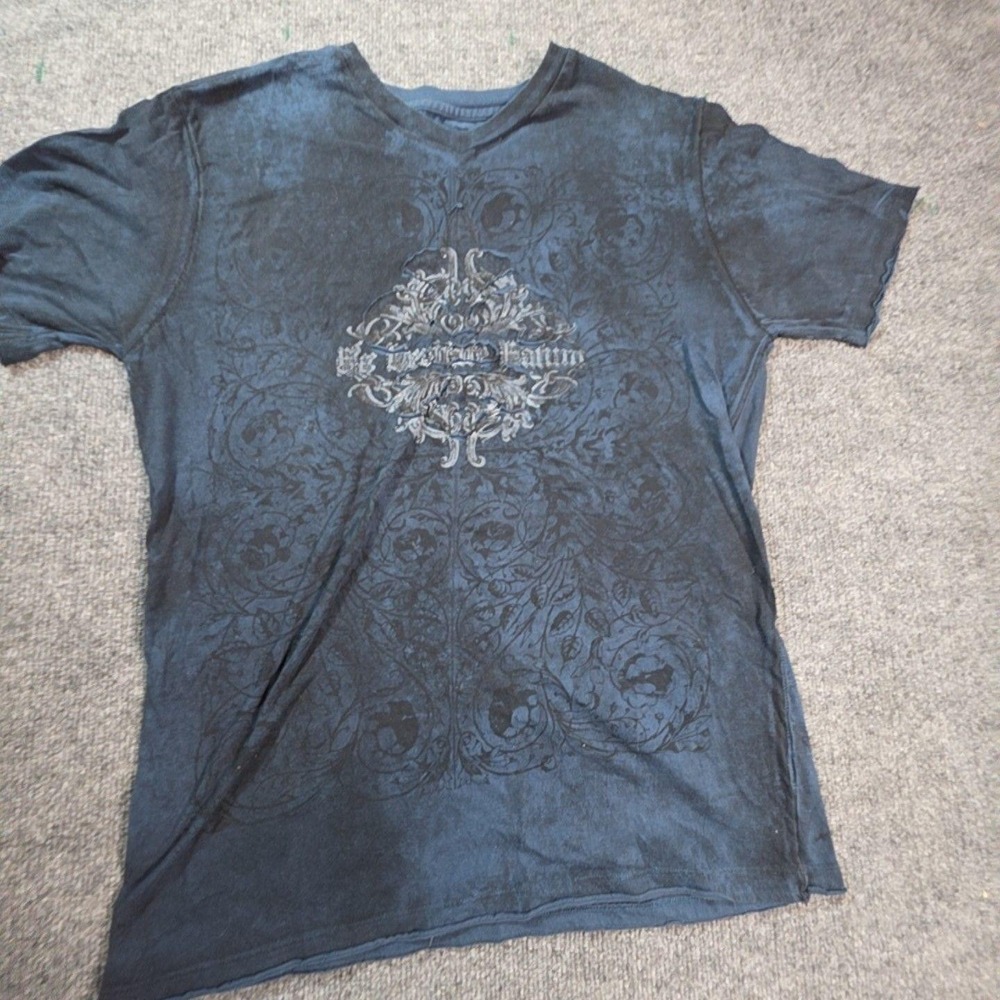 Elevated Faith Shirt Mens Large Blue V Neck Graphic Tee Christian Religious